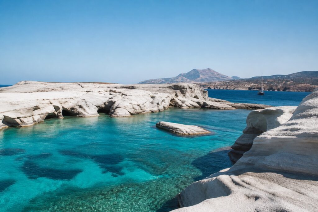 Sarakiniko beach destination transfer in Milos