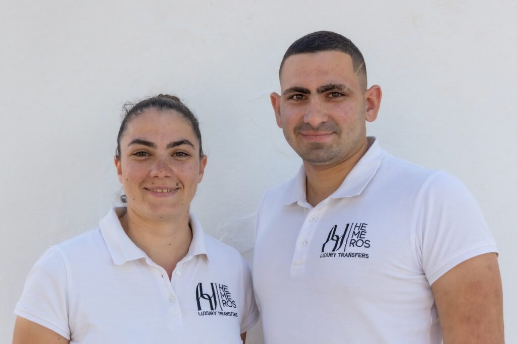 Anastasia and Petros from Hemeros Transfers in Milos